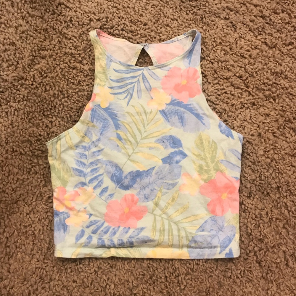 Tropical halter crop top